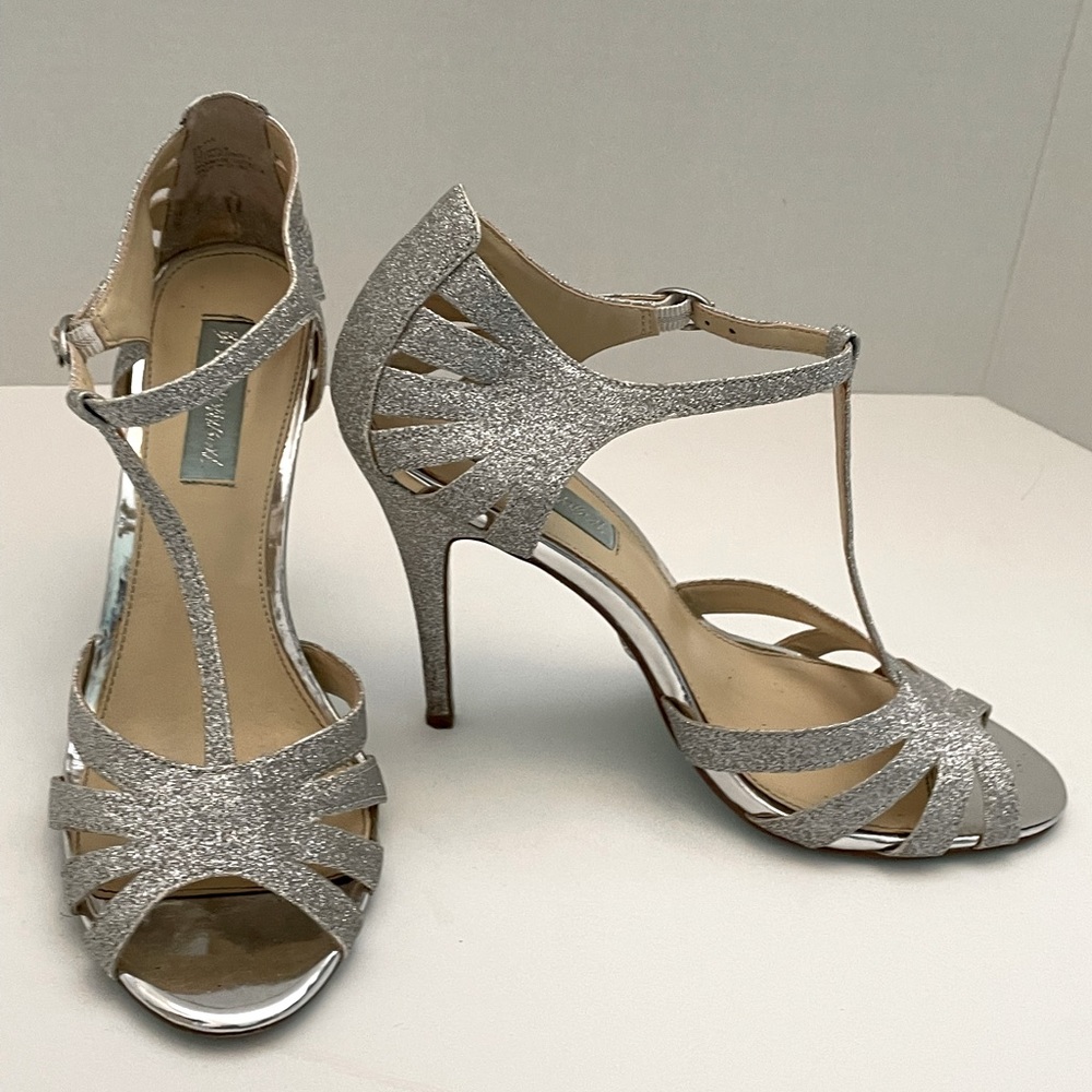 Betsey Johnson glitter party sandals in silver